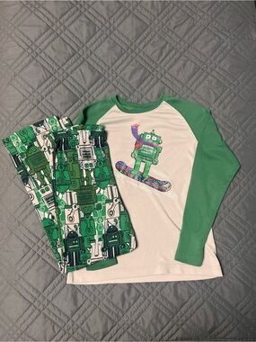Hanna Andersson Robot Pajama Set - Size 10 youth